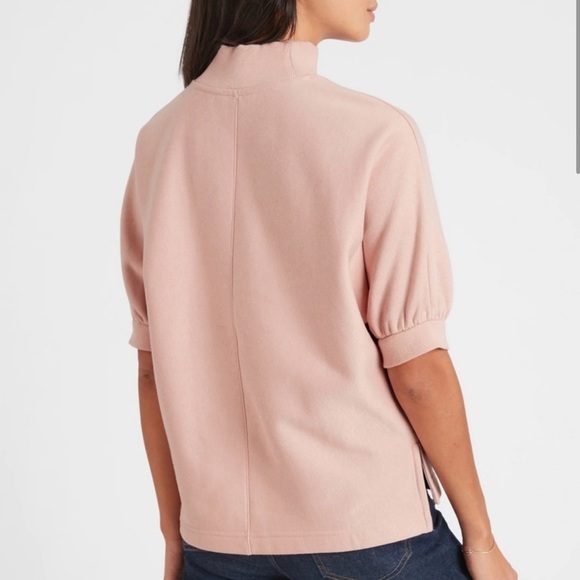Banana Republic Puff-Sleeve Mock Neck Fleece Sweatshirt | Size Medium - Picture 2 of 13